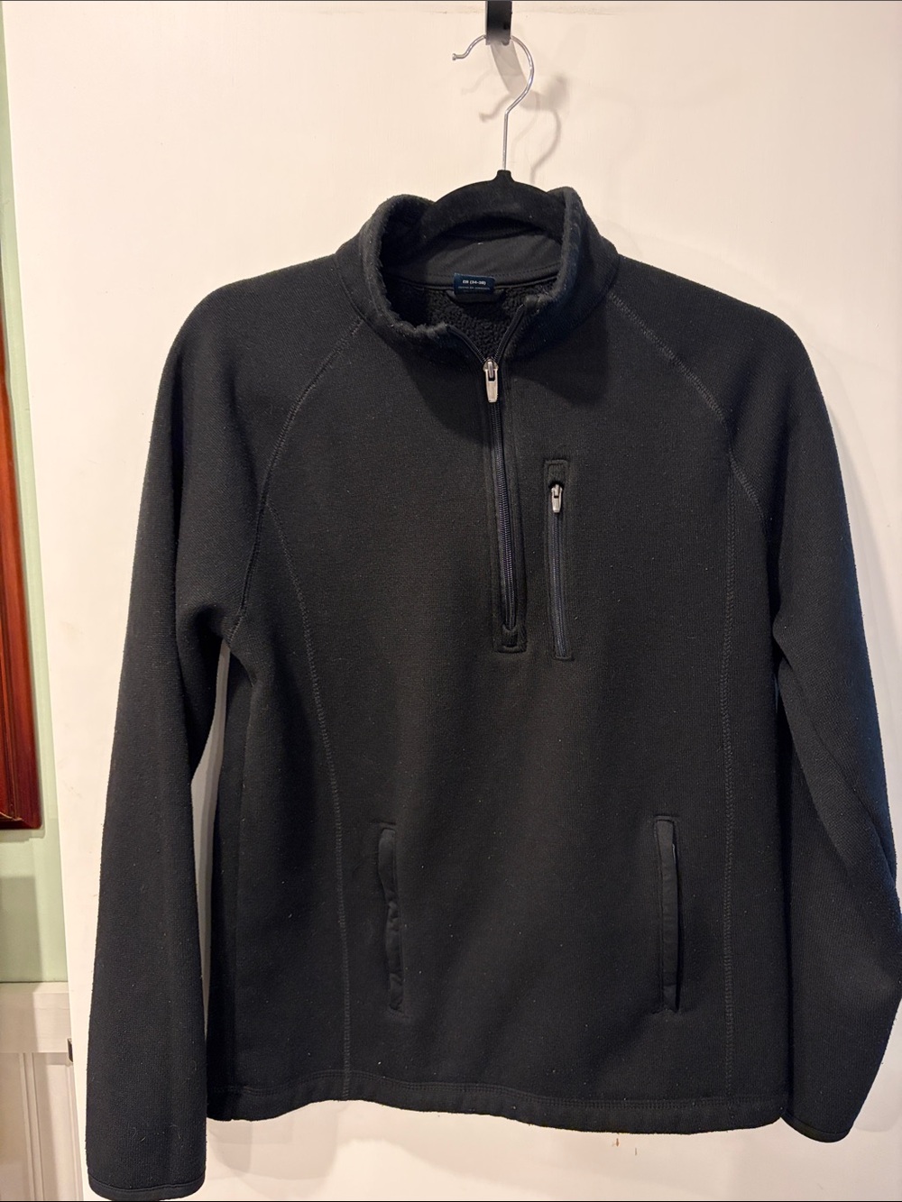 George small Men's Black Quarter-Zip Fleece Sweater long sleeve